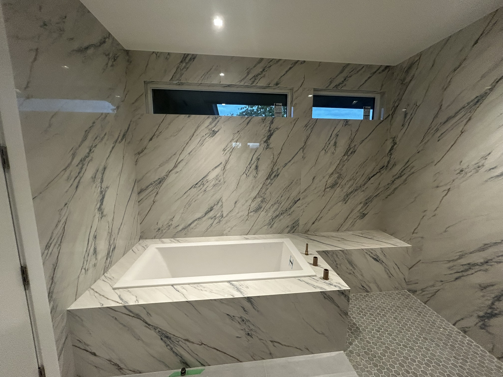 Full marble master bathroom