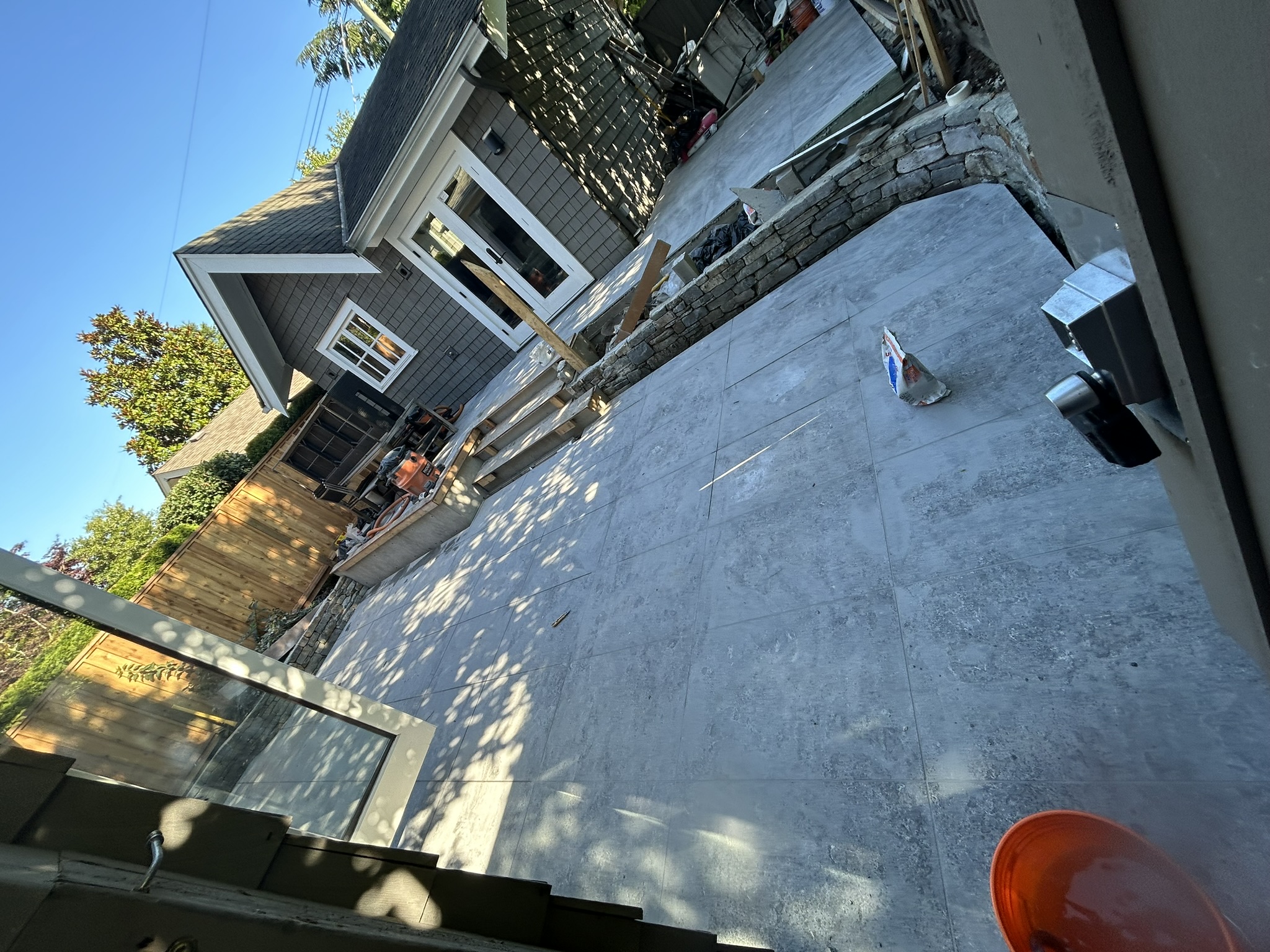 Large hexagon tile master bathroom floor