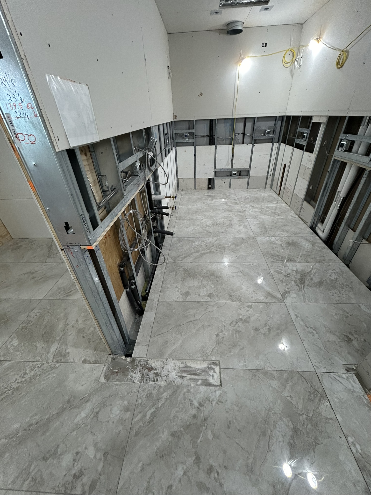 Large format marble floor commercial space